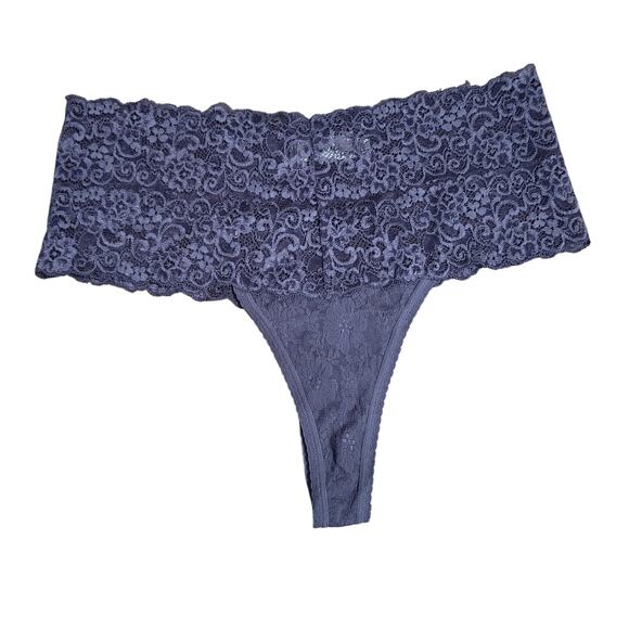 Soma Embraceable Allover Retro Thong Purple Lace Womens Large - Picture 1 of 4